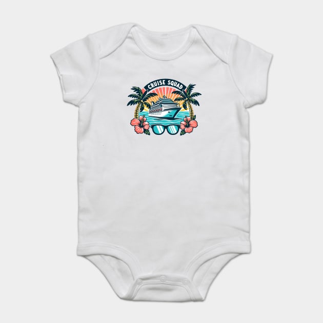 Cruise Squad - Tropical Cruise Ship & Sunset Design Baby Bodysuit by WarFX Designs